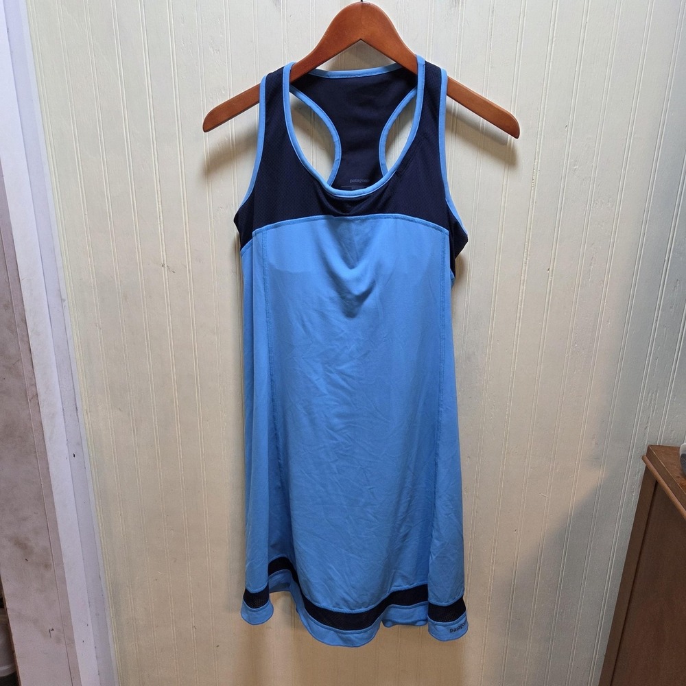 Patagonia Dress Womens Medium Blue Colorblock Sleeveless Scoop Neck Knee Length